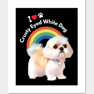 Crusty Eyed Malshi Puppy Fluffy Crusty White Dog Posters and Art